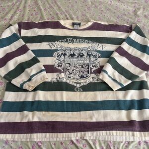 & Other Stories Striped Crewneck Sweater - Green, Purple, and White